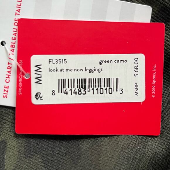 Spanx Look at Me Now Seamless Legging Sz M Green Camo High Waist Shaping Pull On - Picture 7 of 8